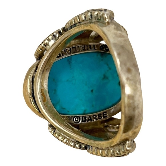 Vintage Barse Sterling Silver Yellow Gold Overlay Band Ring Oval Bezel Set - Picture 5 of 7